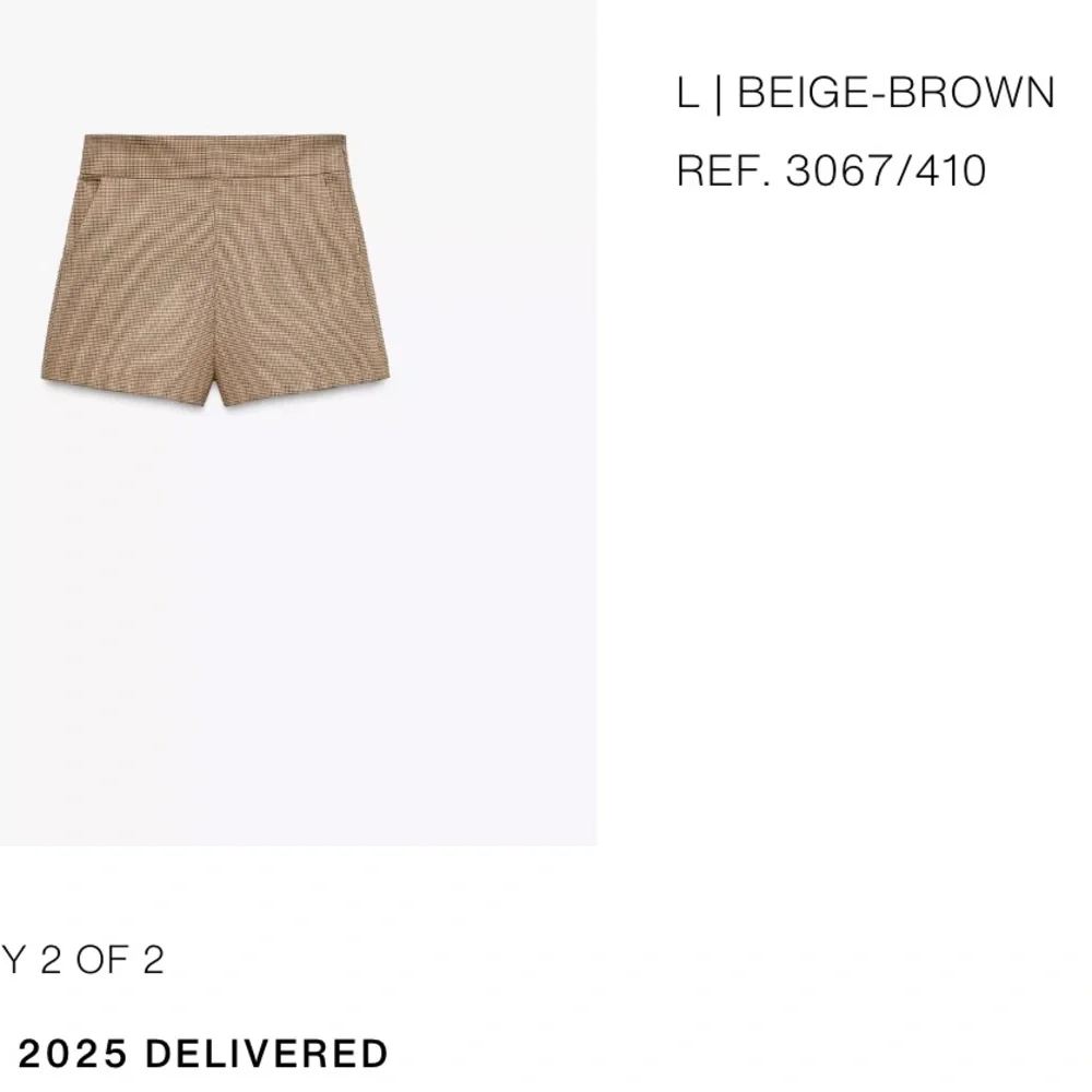 Zara Beige Checkered High Waist Shorts